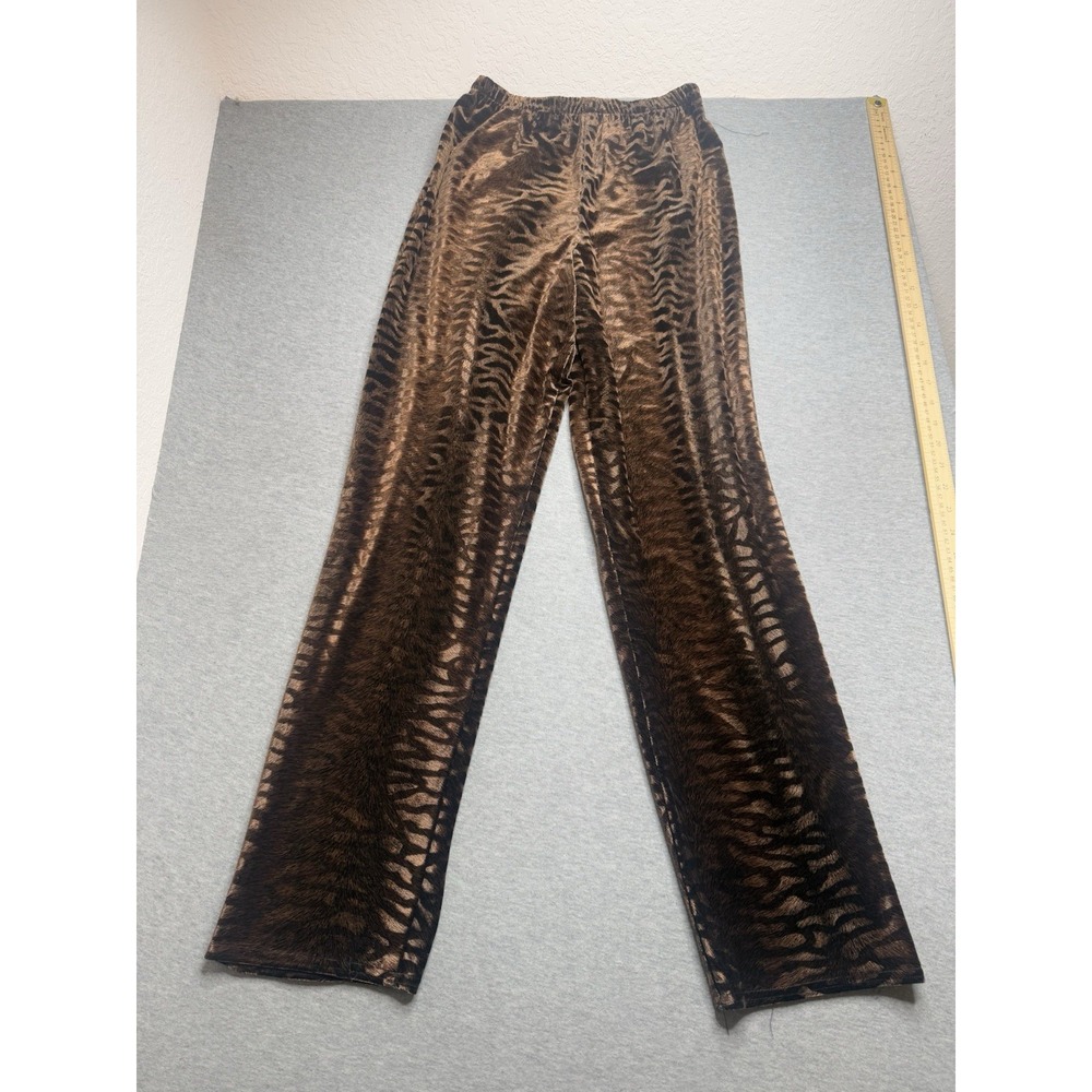 OnyxNite Brown Zebra Print Pants Stretchable Waist Size medium Y2K Vintage